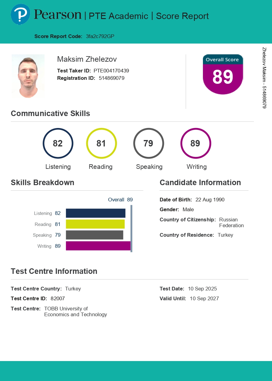PTE - Pearson Test of English